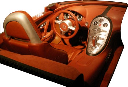 Inneneinrichtung des Bugatti Veyron W16 - gr&ouml;&szlig;eres Bild durch Anklicken!
