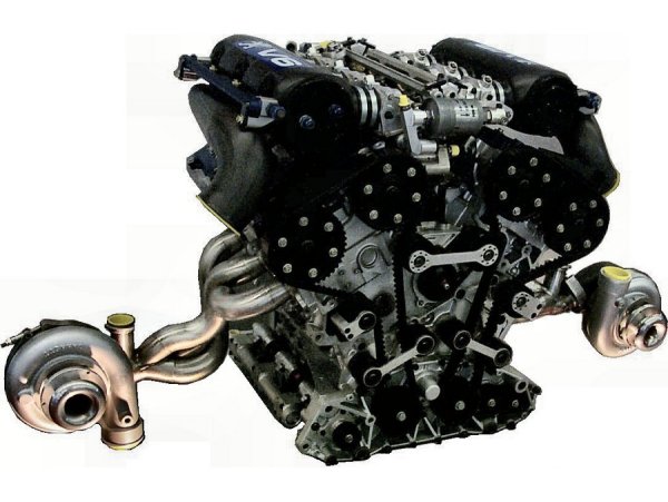 Aufgeladener Rennmotor auf V6-Basis - gr&ouml;&szlig;eres Bild durch Anklicken!